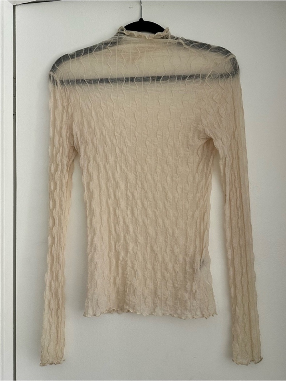 Find Me Now Sheer Cream Long Sleeve Mesh Top